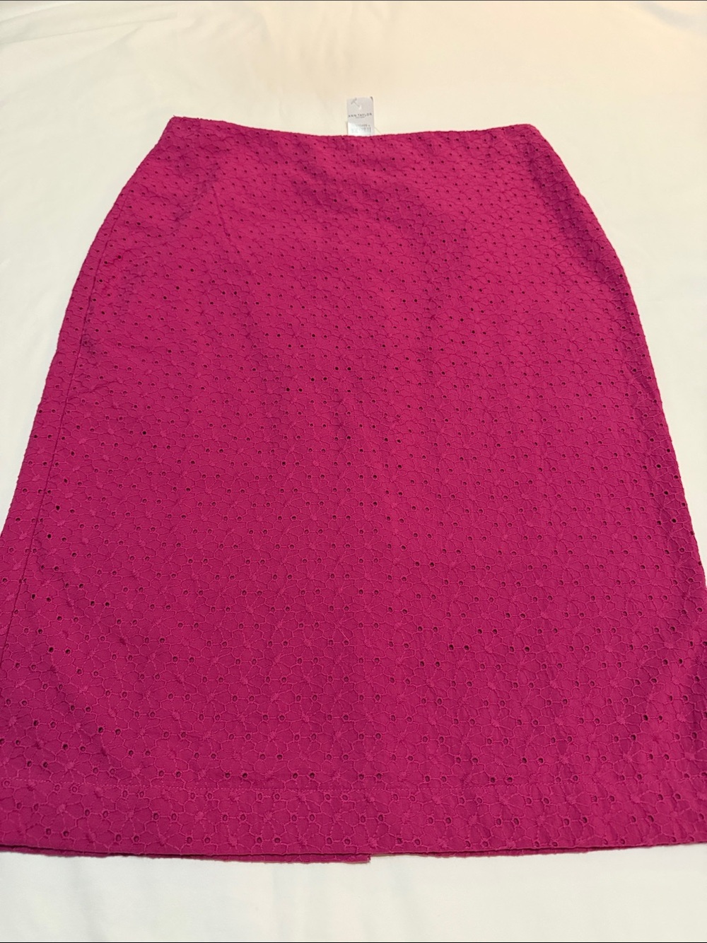 Ann Taylor Eyelet Midi Pencil Skirt Cotton 10 NWT